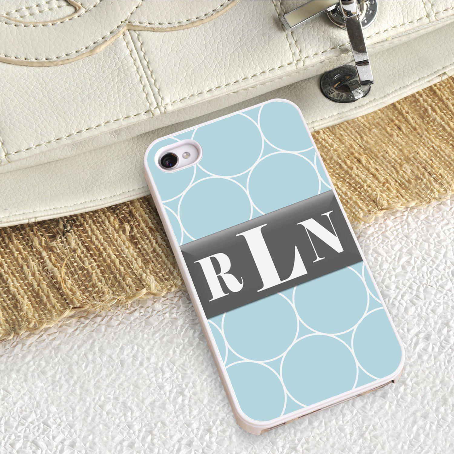 Personalized White Trimmed iPhone Cover - 3 letter monogram