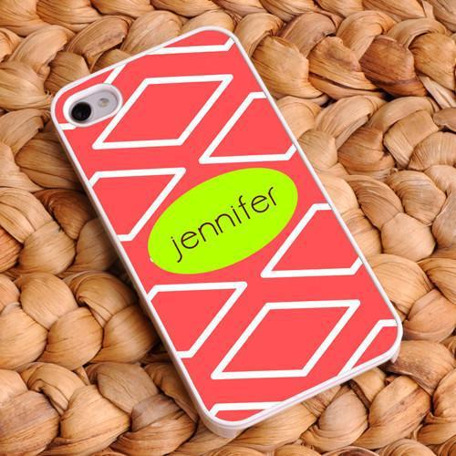 Personalized White Trimmed iPhone Cover - Name Monogram