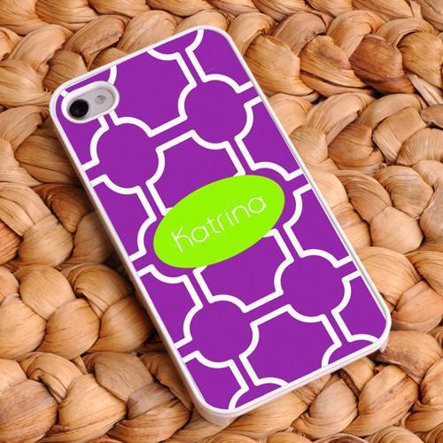 Personalized White Trimmed iPhone Cover - Name Monogram