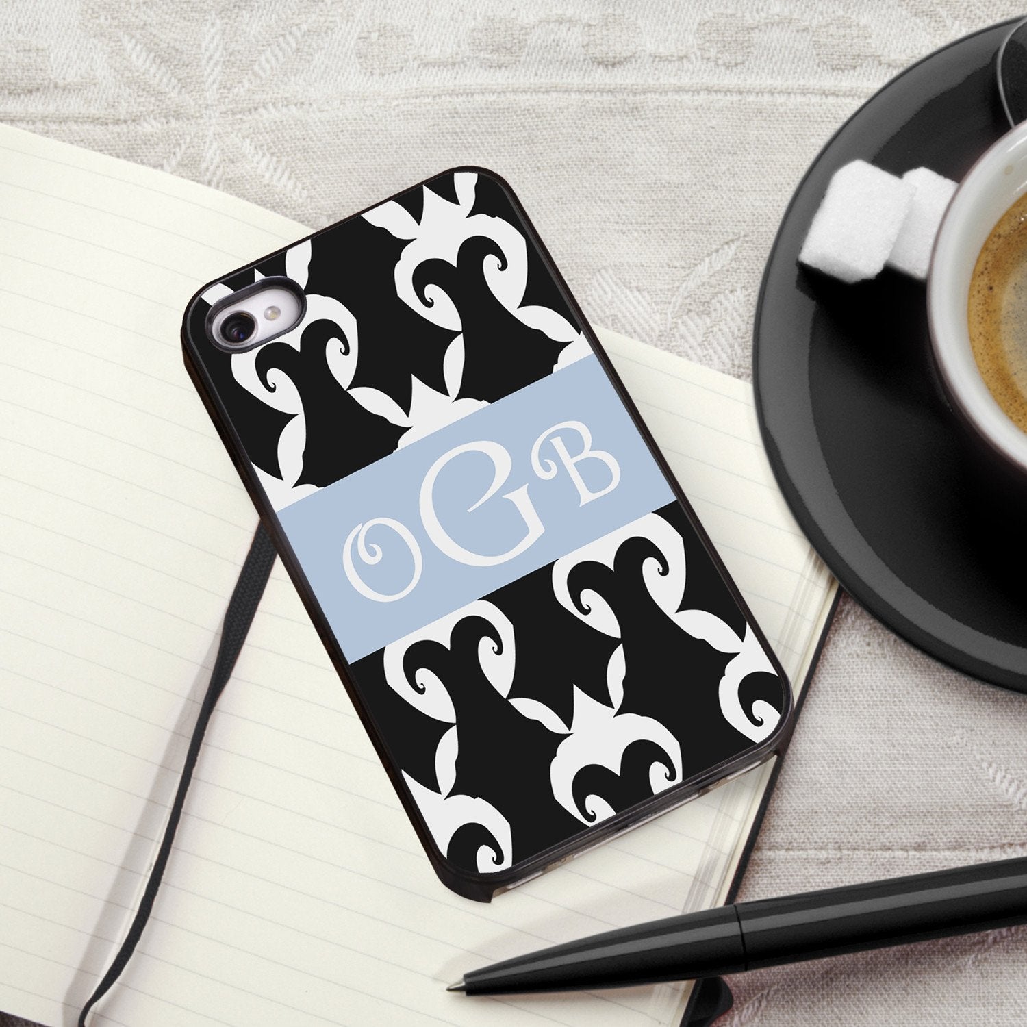 Personalized Black Trimmed iPhone Cover - 3 Initials