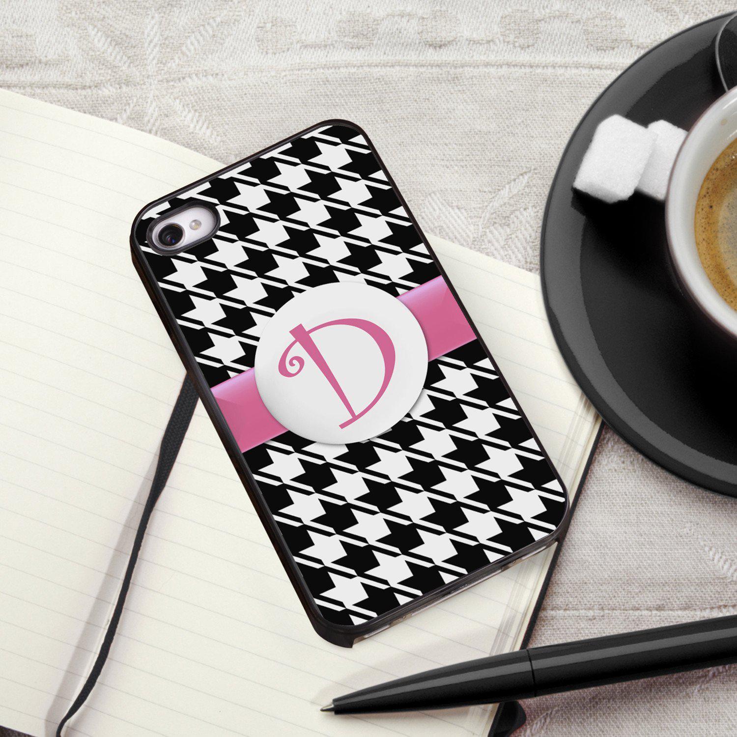 Personalized Black Trimmed Phone Cover - 1 Initial