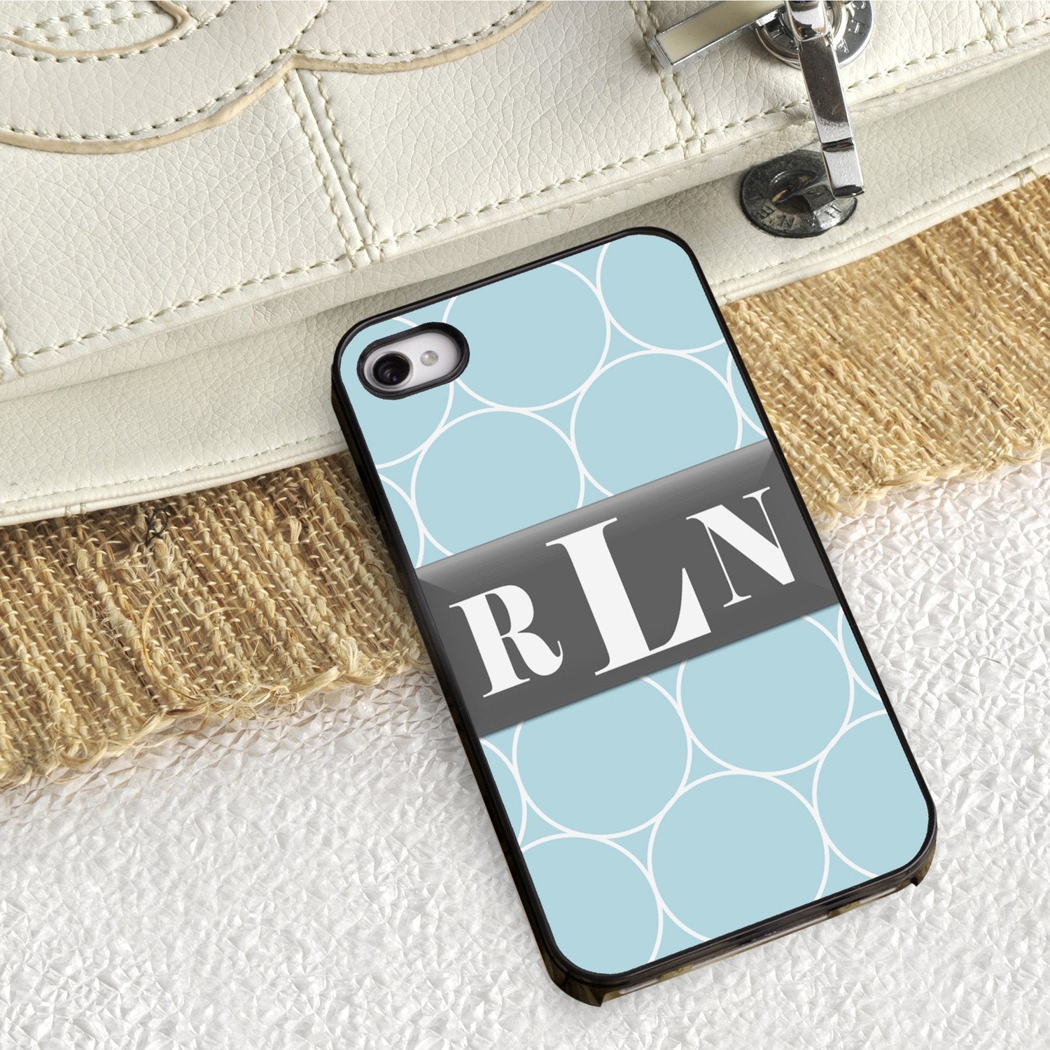 Personalized Black Trimmed iPhone Cover - 3 Initials