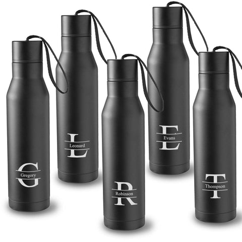 Buy Set of 5 Personalized Black Insulated Water Bottles