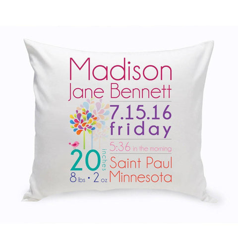 Buy Personalized Baby Girl Announcement Throw Pillows (Insert Included)
