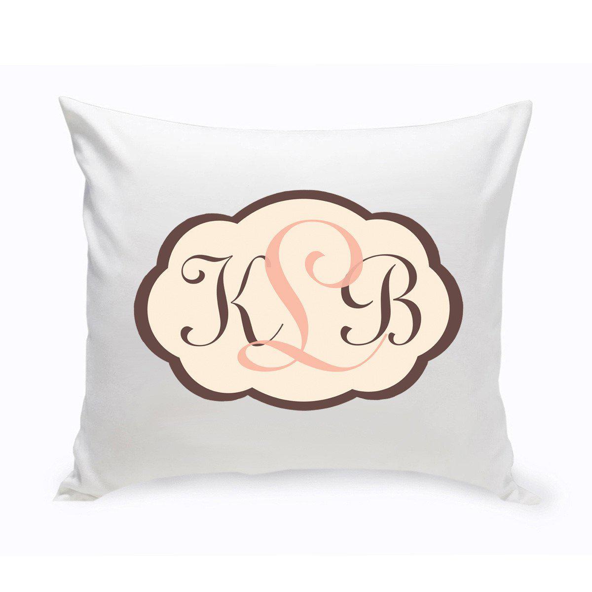 Personalized Monogrammed Baby Pink and Brown Chevron Throw Pillow