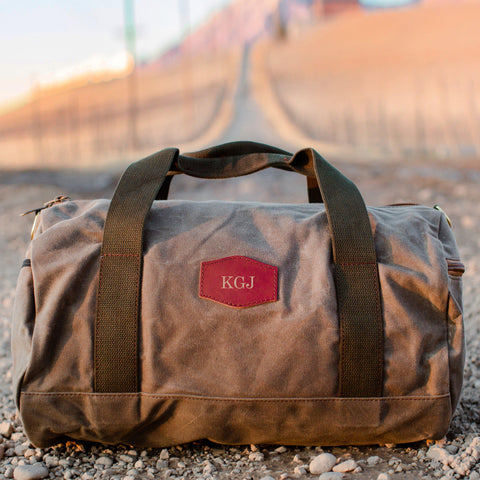 Buy Personalized Waxed Canvas Field Tan Duffle Bag