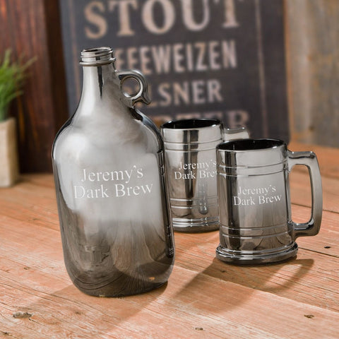 Buy Personalized Gunmetal Growler & Beer Mug Set