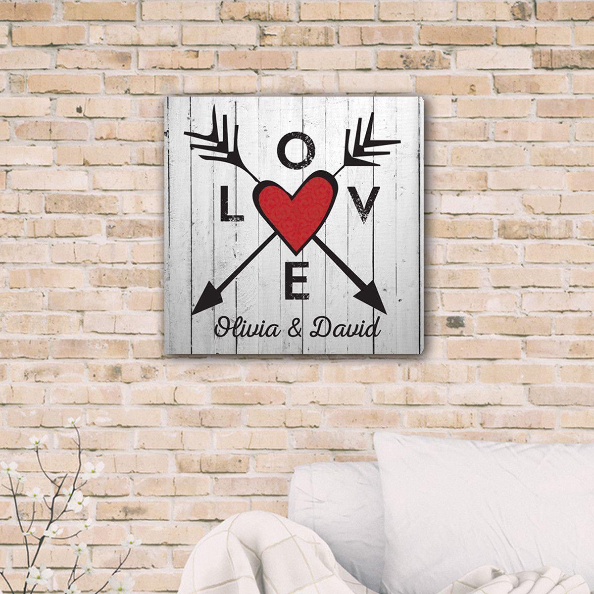 Love Arrows Personalized Canvas Print