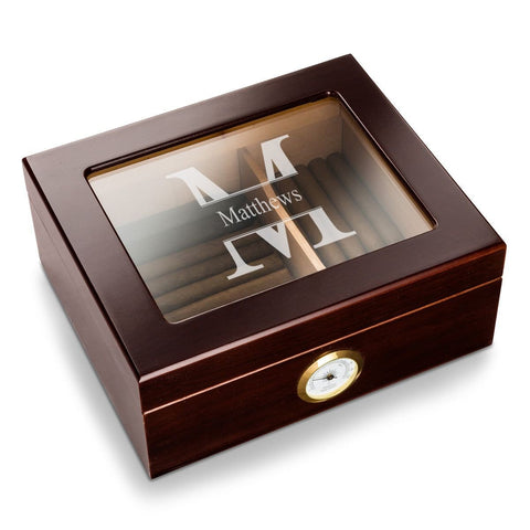 Buy Personalized Humidor - Glass Top - Mahogany