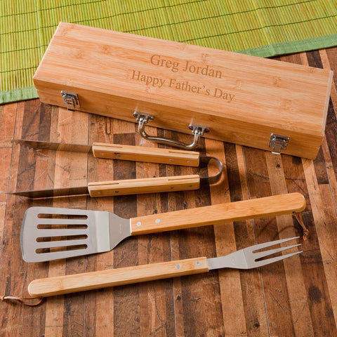 Buy Personalized Grill Set - BBQ Set - Bamboo Case