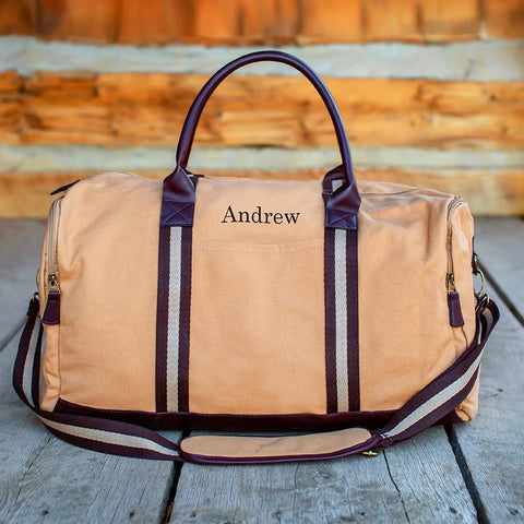 Buy Personalized Heavy Canvas Khaki Duffle Bag