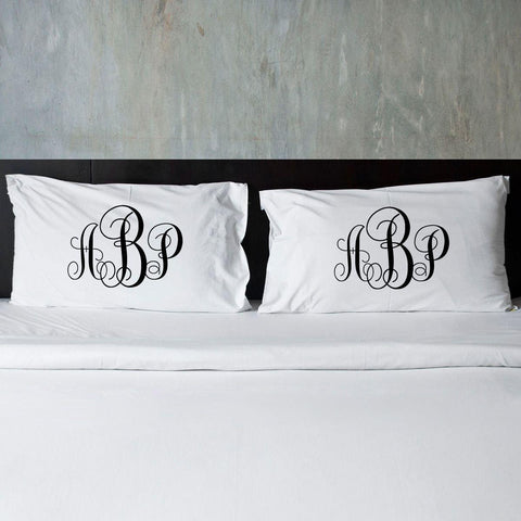 Buy Personalized Interlocking Monogram  Couples Pillowcases