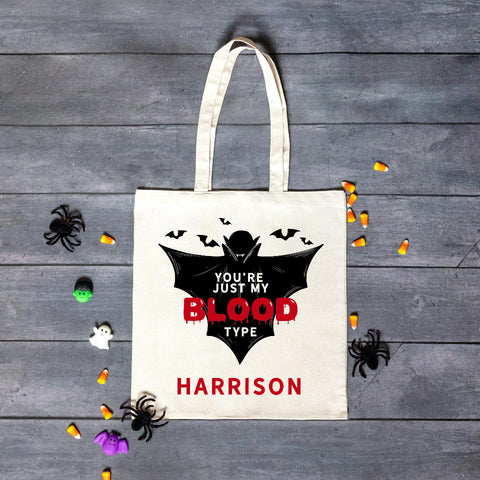 Buy Personalized Just My Blood Type Halloween Tote Bag