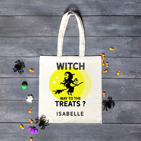Buy Personalized Witch Way to the Treats Halloween Tote Bag