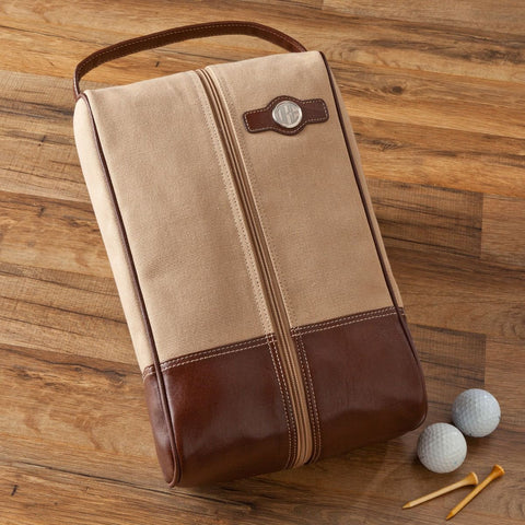 Buy Personalized Leather and Canvas Golf Shoe Bag