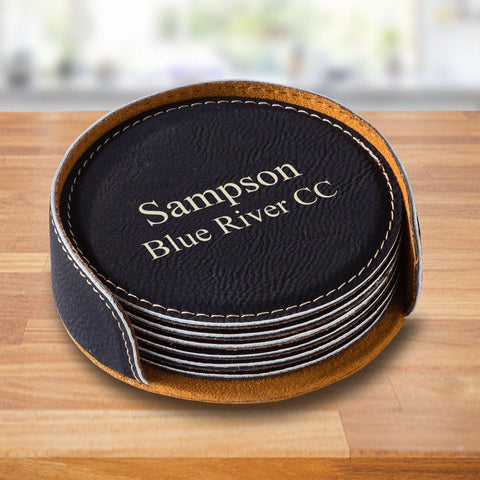 Buy Personalized Black Round Coaster Set