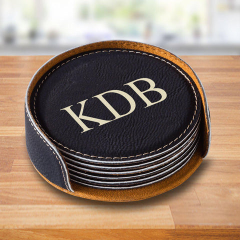 Buy Personalized Black Round Coaster Set