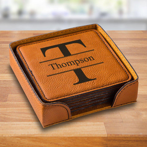 Buy Personalized Rawhide Square Coaster Set
