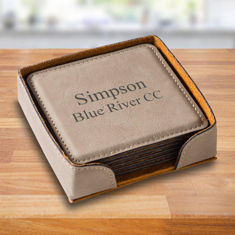 Buy Personalized Tan Square Coaster Set