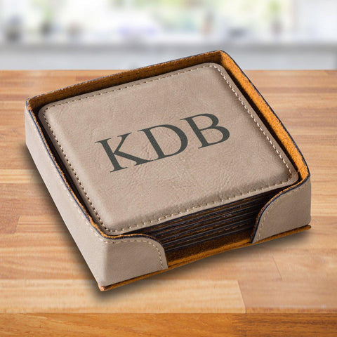 Buy Personalized Tan Square Coaster Set