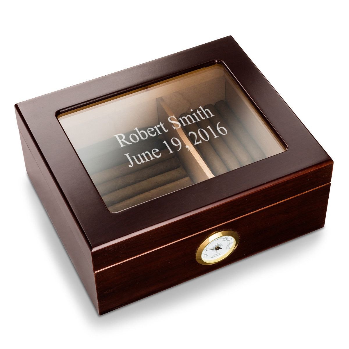 Buy Personalized Mahogany Glass Top Humidor