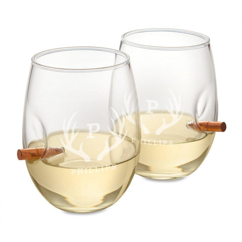 Buy Personalized Bullet Wine Glasses - Set of 2