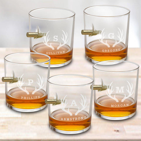 Buy Personalized Set of 5 Bullet Whiskey Glasses
