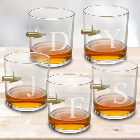 Buy Personalized Set of 5 Bullet Whiskey Glasses