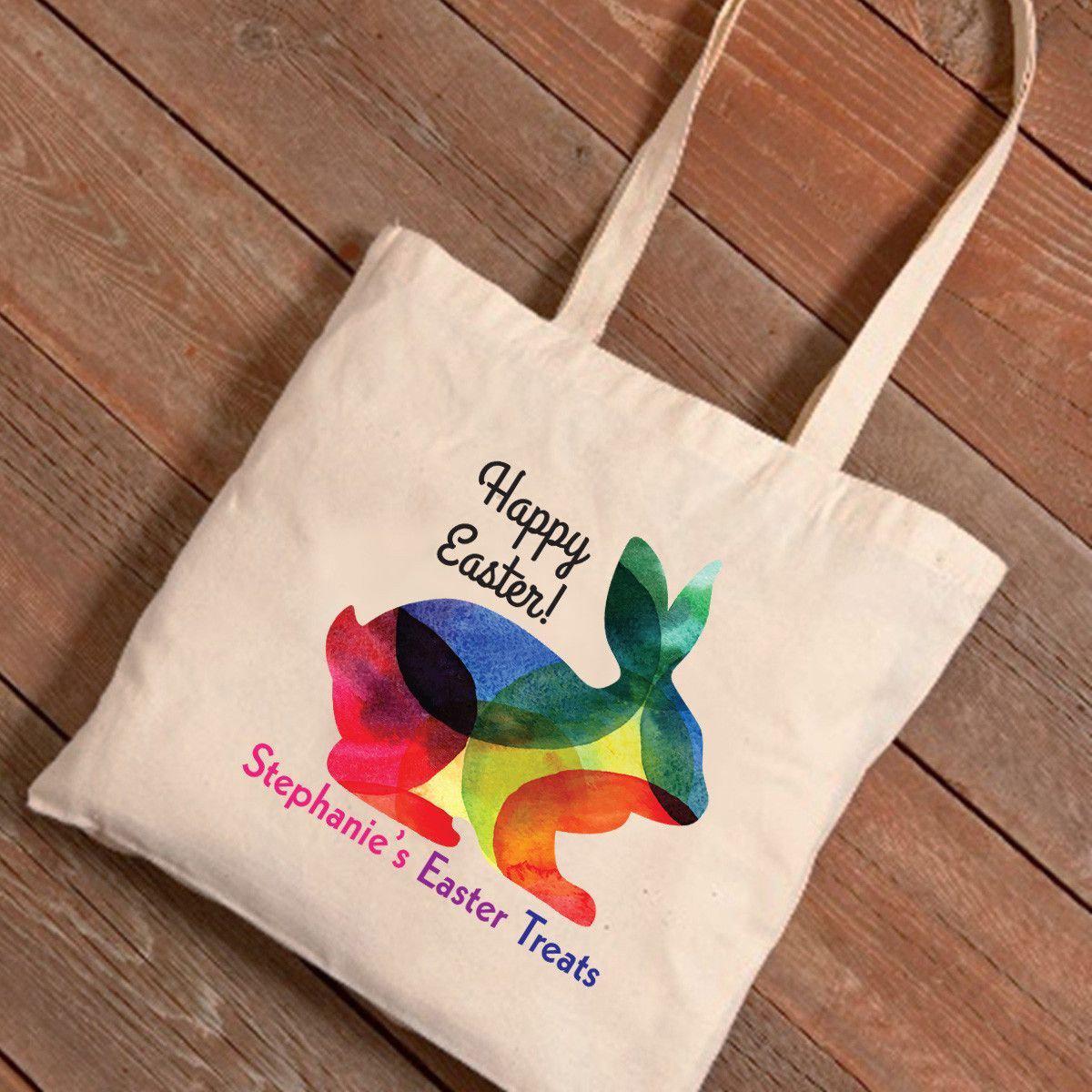 Personalized Easter Canvas Bag - Rainbow Bunny