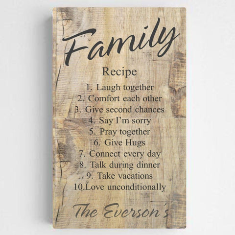 Buy Personalized Family Recipe Canvas Sign