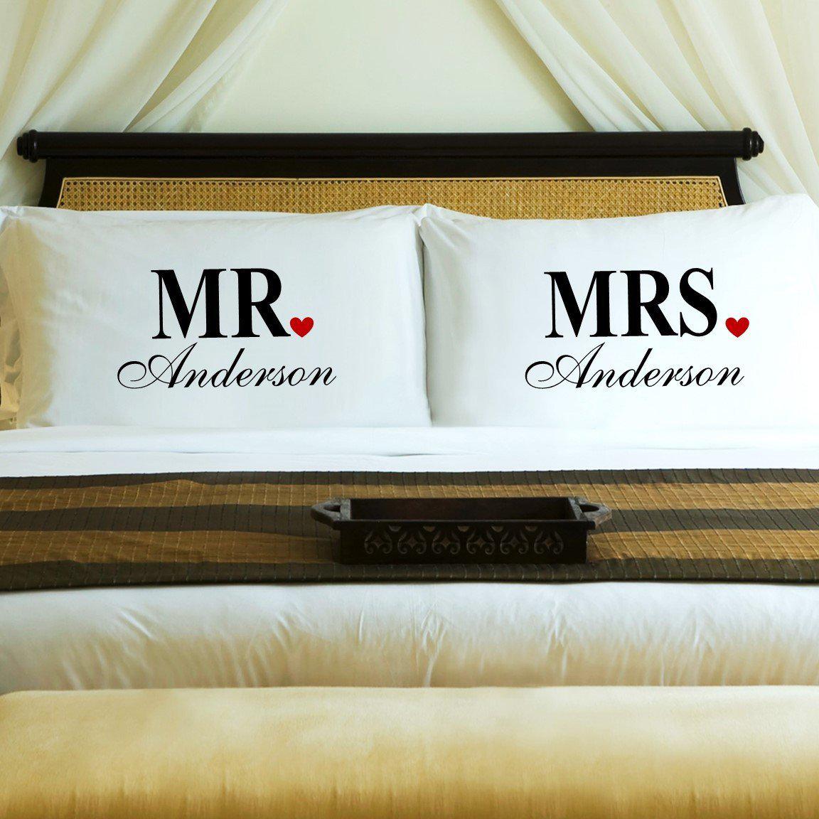 Personalized Couples Pillow Case Set - Mr. &amp; Mrs.