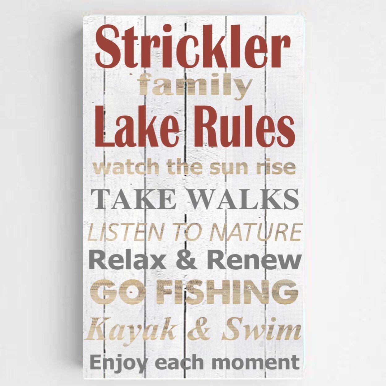 Personalized Lake House Rules Canvas Sign