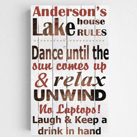 Buy Personalized Cabin Rules Canvas Sign