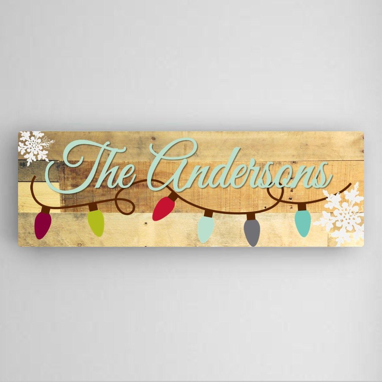 Personalized Snowflakes Holiday Canvas Sign Decor