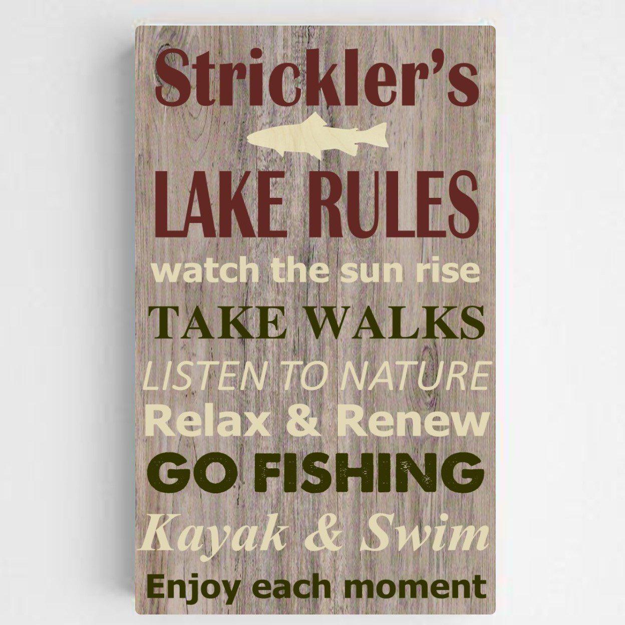 Personalized Lake House Rules Canvas Sign