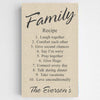 Buy Personalized Family Recipe Canvas Sign