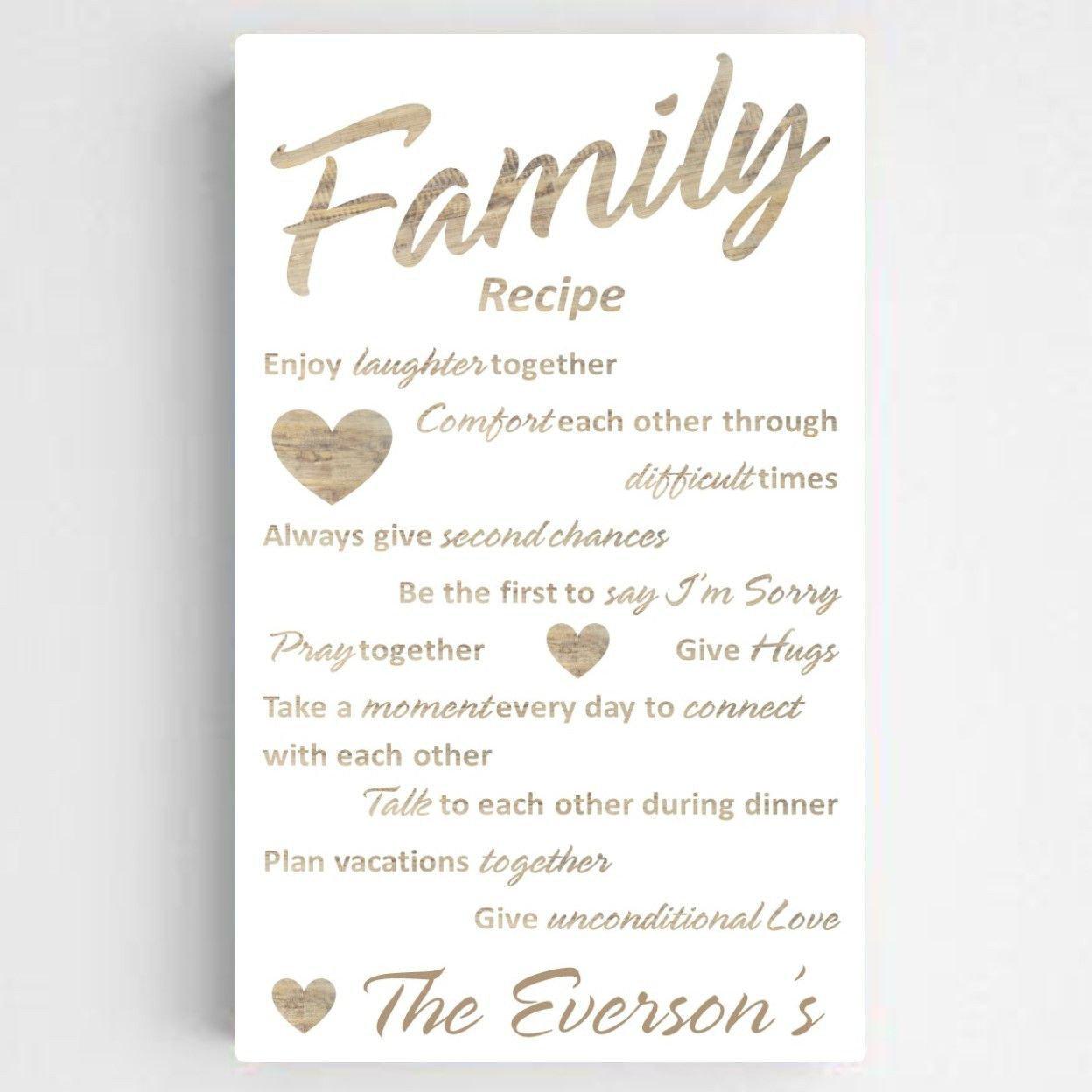 Personalized Family Recipe Canvas Sign