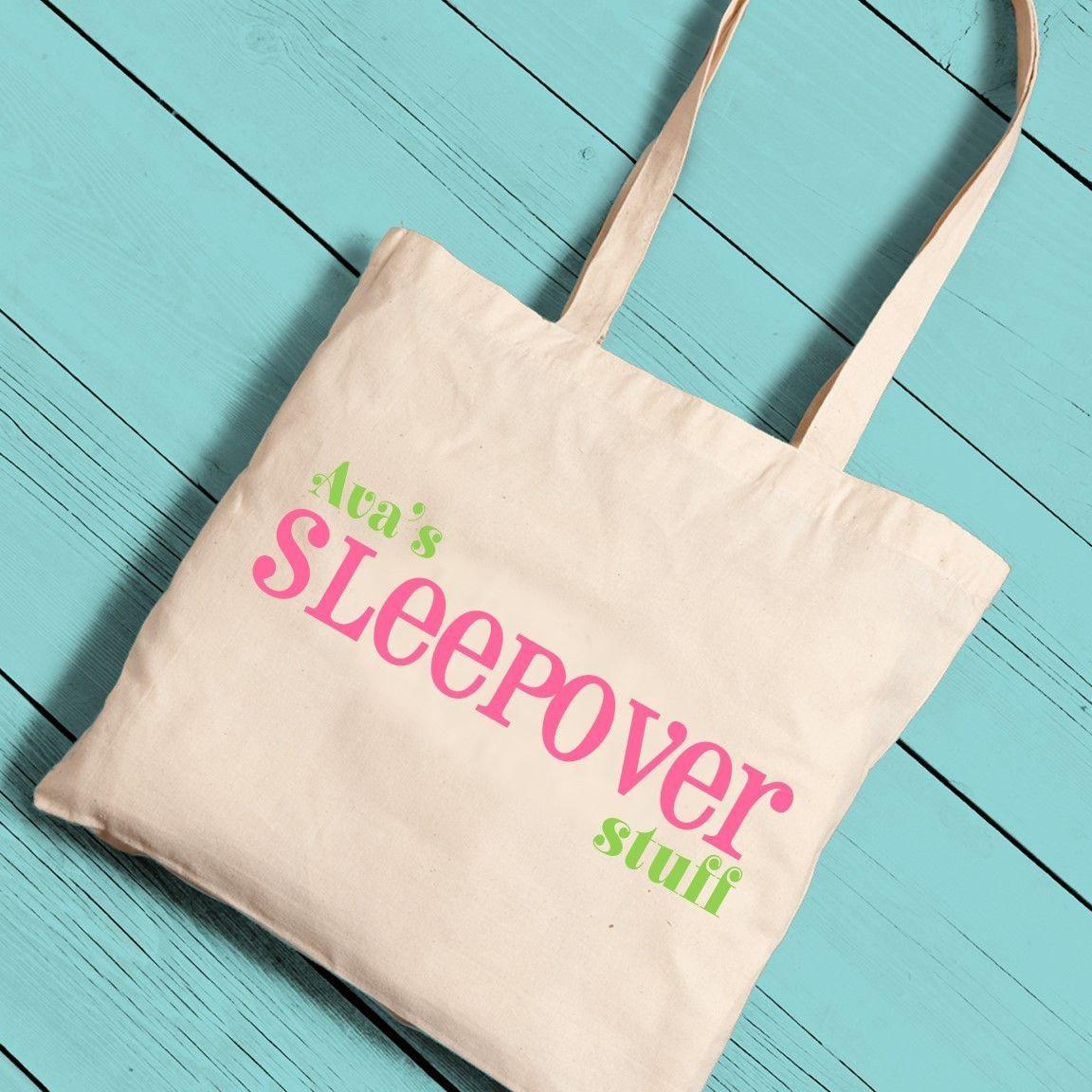 Personalized Girl Canvas Tote-Sleepover