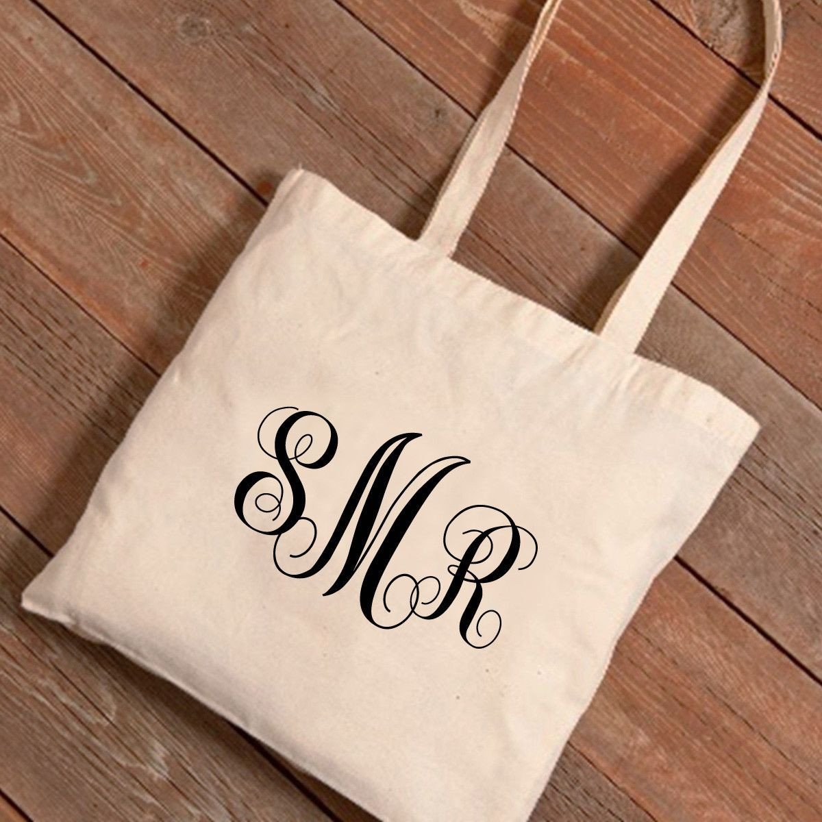 Personalized Interlocking Monogram Canvas Tote Bag