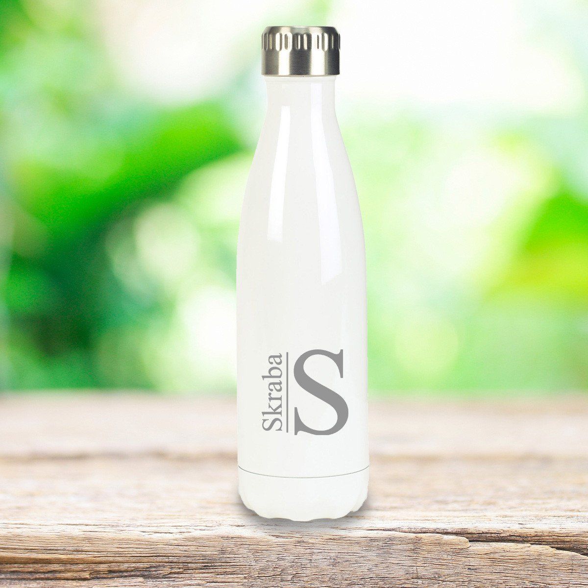 Personalized White Stainless Steel Double Wall Insulated Water Bottle