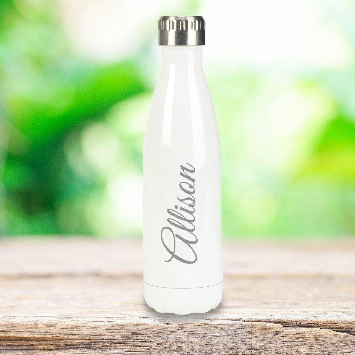 Personalized White Stainless Steel Double Wall Insulated Water Bottle