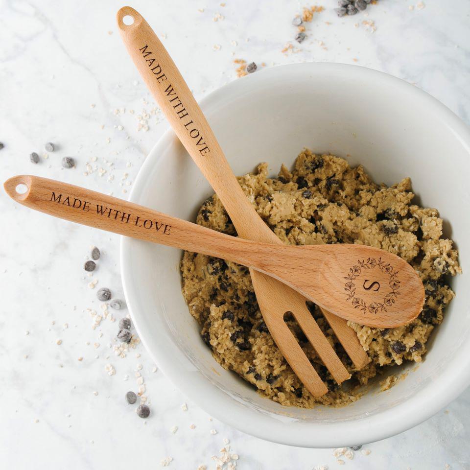 Image of Personalized Spoon and Fork Set - Made with Love
