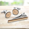 Buy Personalized Bamboo Cufflinks & Tie Clip Set for Men