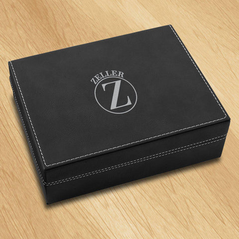 Buy Personalized Vegan Leather Black Valet Box