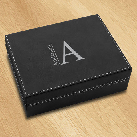 Buy Personalized Vegan Leather Black Valet Box