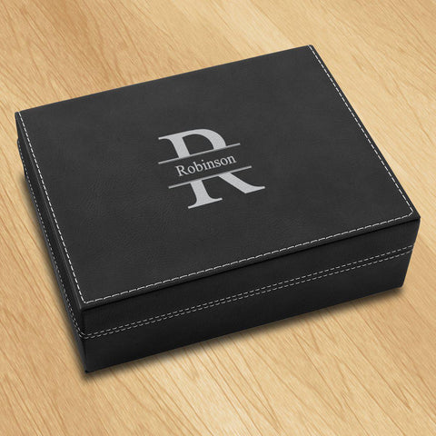 Buy Personalized Vegan Leather Black Valet Box