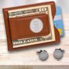 Buy Personalized Brown Leather Money Clip & Gunmetal Cufflinks Set