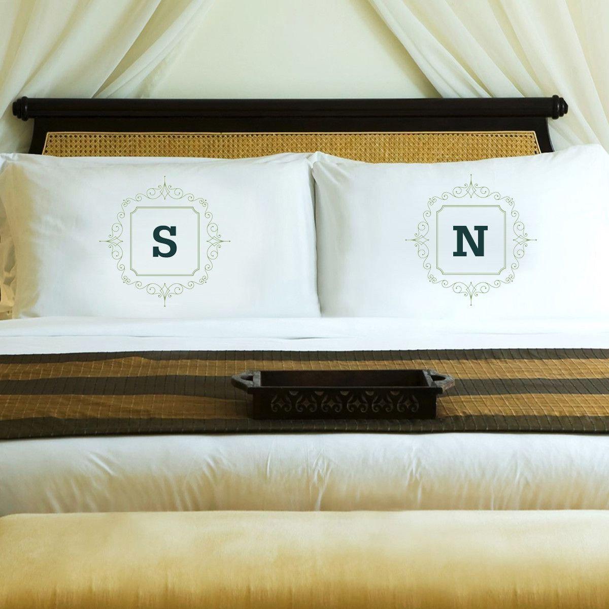 Personalized Initial Motif Couples&#039; Pillow Cases