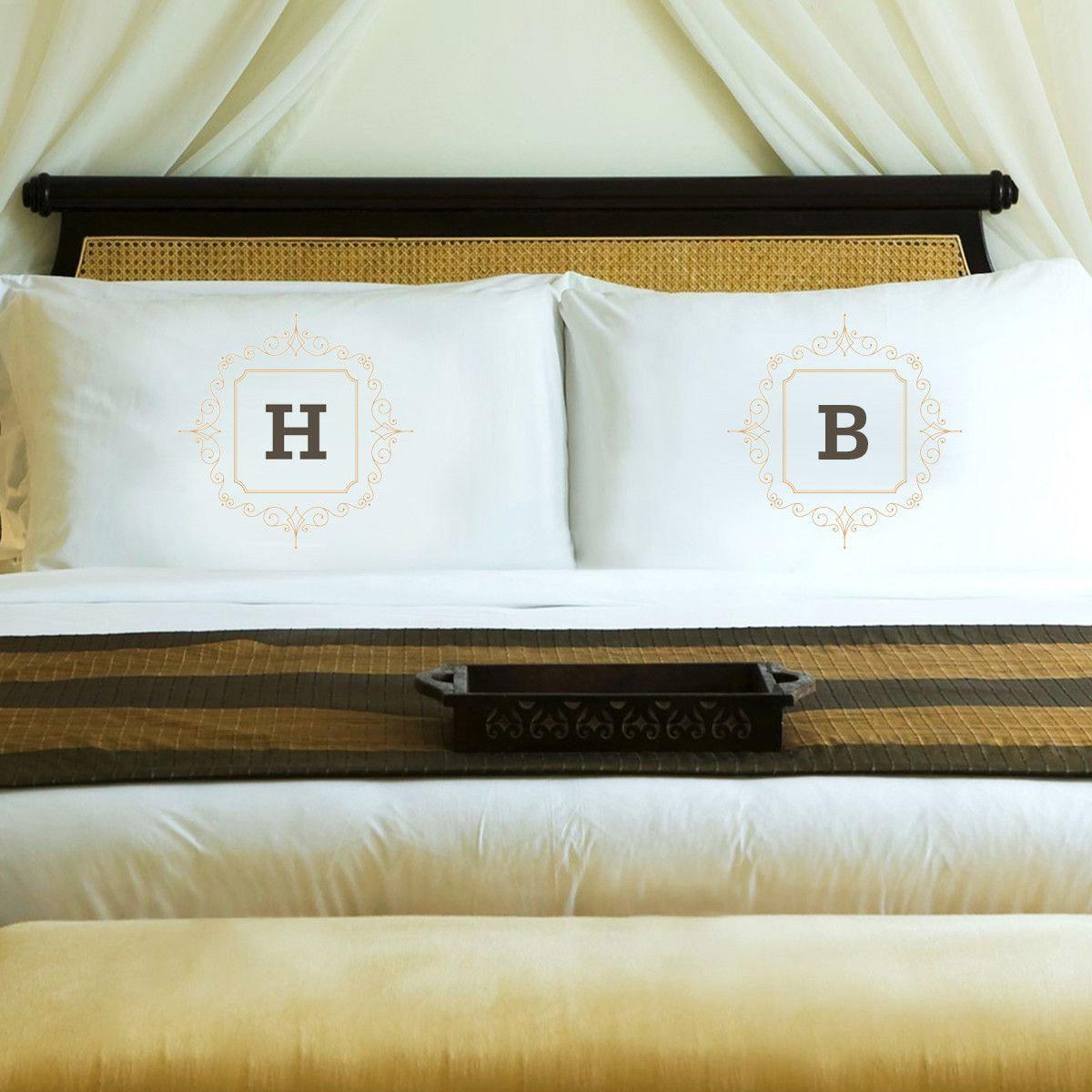 Personalized Initial Motif Couples&#039; Pillow Cases