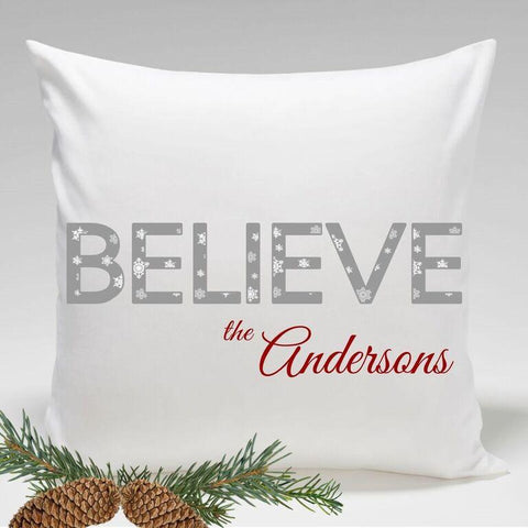 Buy Personalized Believe Holiday Throw Pillows (Insert Included)